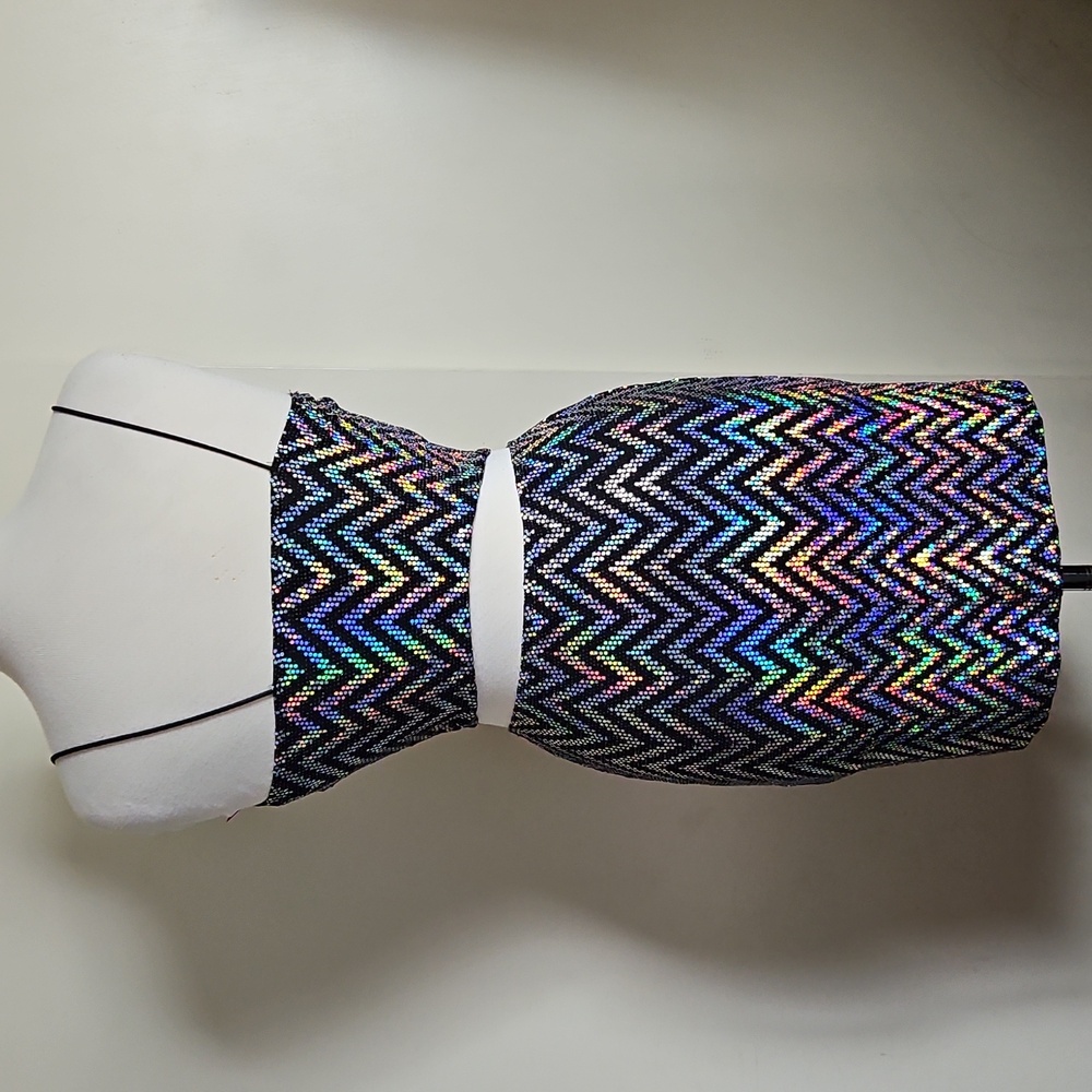 Just Polly Litmus Metallic Chavron Skirt And Strappy Crop Top Set Size Medium - Picture 11 of 14